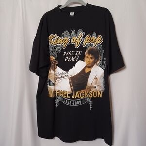 Micheal Jackson Memorial King Of Pop Black Short Sleeve T-shirts. 2XL